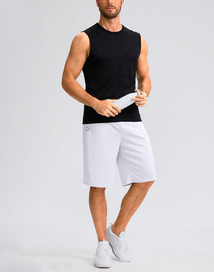 G Gradual Men's Athletic Shorts with Pockets 9" / 11" Long Basketball Shorts Lightweight Quick Dry Gym Workout Shorts for Men(White,XXL)
