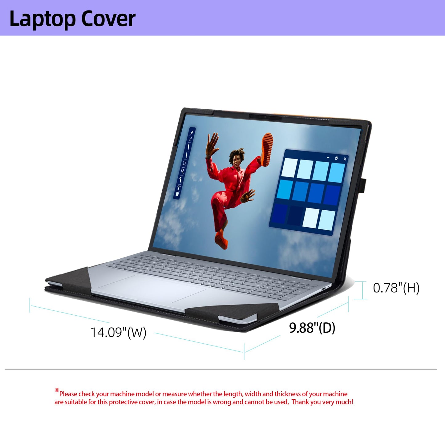 Laptop Case for Dell 16 Plus DB16250 DB16255|16 Plus 2-in-1 DB06250 [Not Other Models] All Inclusive Drop Case 16" PU Leather Protective Laptop Bag Detachable Shell (Dark Gray)