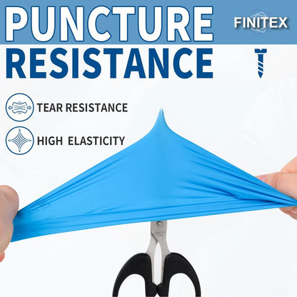 FINITEX Blue Disposable Nitrile Exam Gloves - 200 PCS/BOX 3.5mil Rubber Powder-Free Latex-Free Medical Examination Home Cleaning Food Gloves, MEDIUM