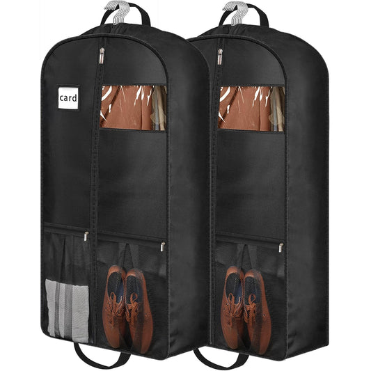 BH7STAR 43" Heavy Duty Garment Bags for Travel 6.5" Gusseted Suit Bags for Closet Storage 2 Handles Hanging Clothes Bag with Pocket Mens Suit Cover for Shirts, Coats, Dresses, Suit Holder, 2 Pack