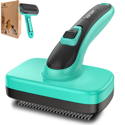 WOPQAEM Dogs Self Cleaning Slicker Brush for Shedding & Grooming Short Long Haired Pets, Removes Loose Fur, Undercoat, Mats, Tangled for Large Medium Small Sensitive Skin of Cats. Easy to Cleaning