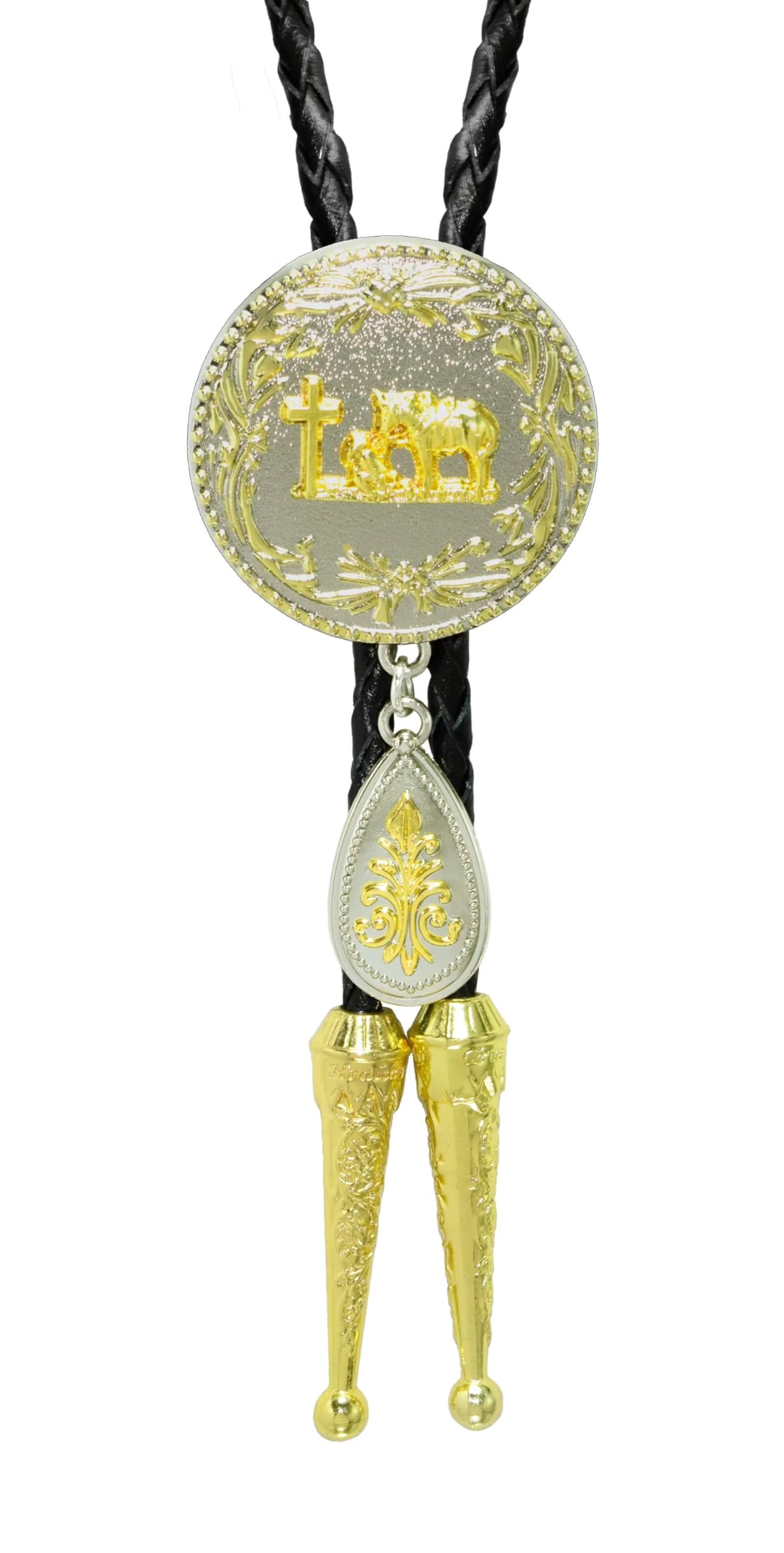 GURANSE Golden Acanthus Prayer Horse Bull Bolo Tie With Cowboy Western Style Necktie