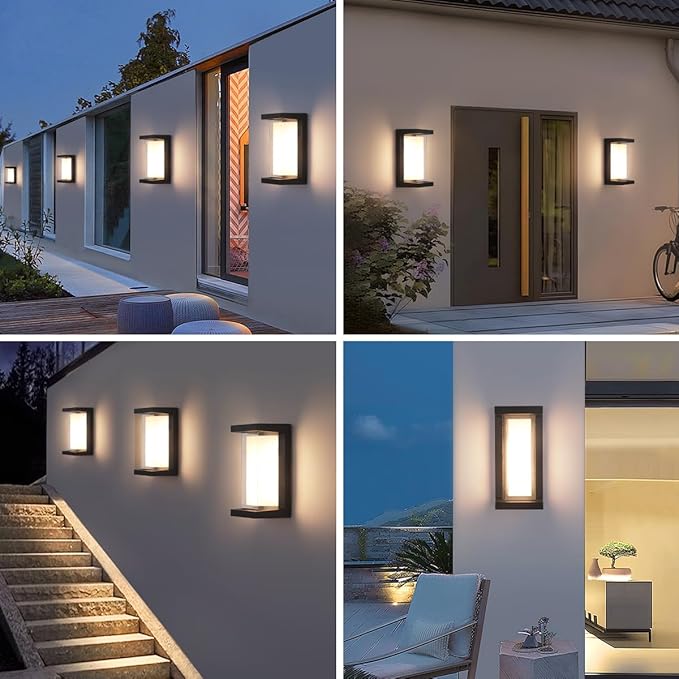 Outdoor Porch Light,15%-100% Dimmable Indoor Wall Light Fixtures,3000K/4000K/6500K Adjustable,24W Exterior Wall Lighting,Waterproof Outdoor Modern Wall Sconce Lights,2160LM Indoor Wall Sconce 2 Pack