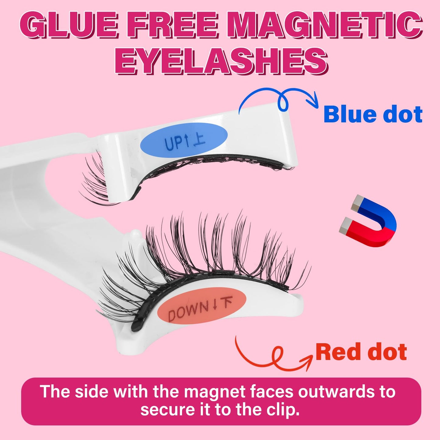 Magnetic Eyelashes With Applicator Long Lasting and Reusable Magnetic Lashes Kit 4Pcs Magnets Per Piece No Glue Needed False Eyelashes Waterproof,Cruelty Free,Easy To Wear(1pair,Charm)