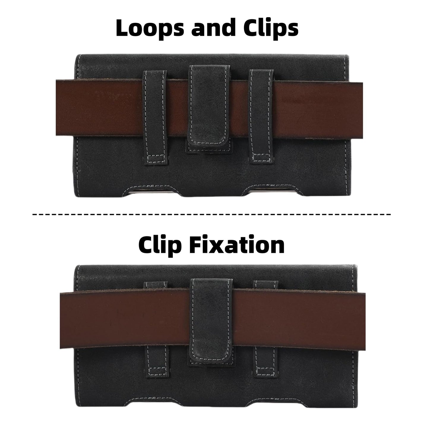 Bourisen Phone Holster Phone Pouch Phone Case Belt Clip Belt Loops Faux Leather for Man for Samsung S25 S24 S23 S22 S21 Ultra/LG/Moto (Black&Yellow, XL(7.0’’x3.5’’x0.9’’))