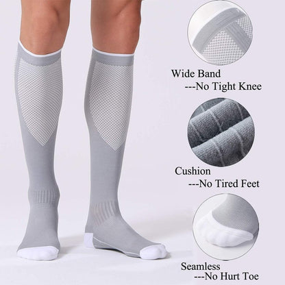 FITRELL 3 Pairs Compression Socks for Women and Men 20-30mmHg- Circulation and Muscle Support Socks for Travel, Running, Nurse, Knee High, Medical GREY S/M