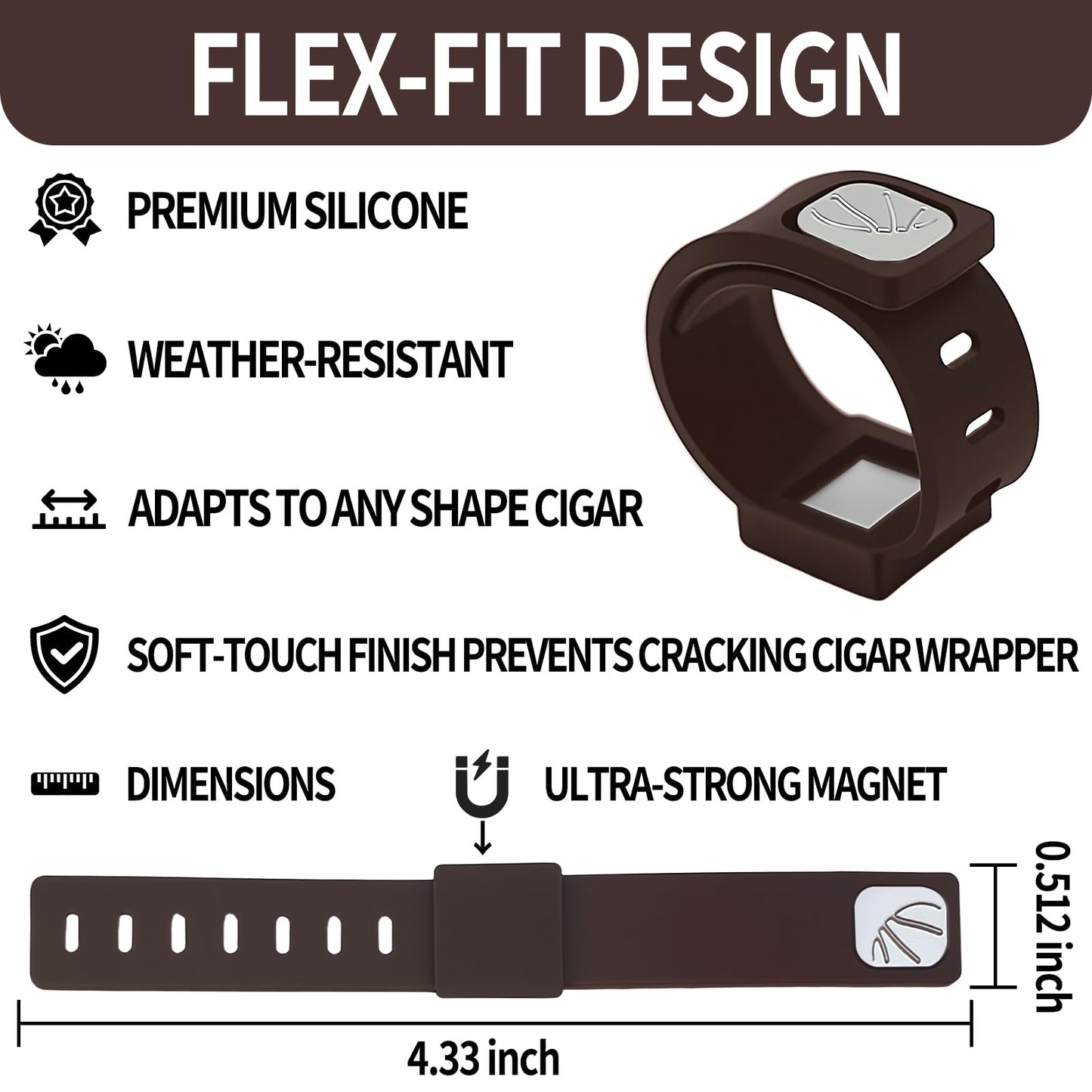 DEEDRR 4PCS Adjustable Magnetic Cigar Holder for Golf Carts & Outdoor Use (Brown)