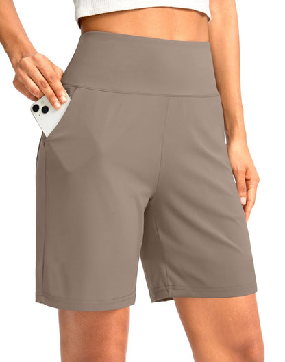 G Gradual Women's Bermuda Long Shorts with Pockets 7" High Waisted Knee Length Shorts for Women Walking Athletic Workout(Dark Grey-L7,XL)