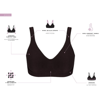Bali Women's Wireless Bra, Comfort Revolution Seamless T-Shirt Bra, Moisture-Wicking, ComfortFlex Fit