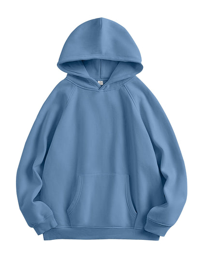 ANRABESS Women Hoodies Oversized Fleece Long Sleeve Comfy Casual Basic Pullover Sweatshirts 2025 Fall Outfits Y2K Clothes Deep Blue Small