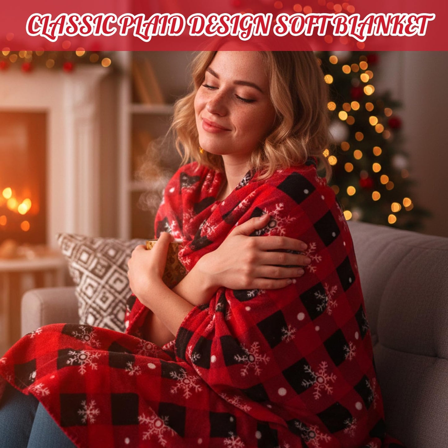 HunnmingRe 12 Set Christmas Fleece Throw Blanket Bulk Xmas Gift Set Include Merry Christmas Ribbon and Gift Card 50 x 60 Inch Holiday Blanket for Couch Sofa Winter Travel Decoration