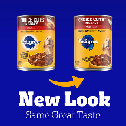 Pedigree Choice Cuts in Gravy Adult Canned Soft Wet Dog Food, Beef, 13.2 oz. Cans (12 Count, Pack of 1)