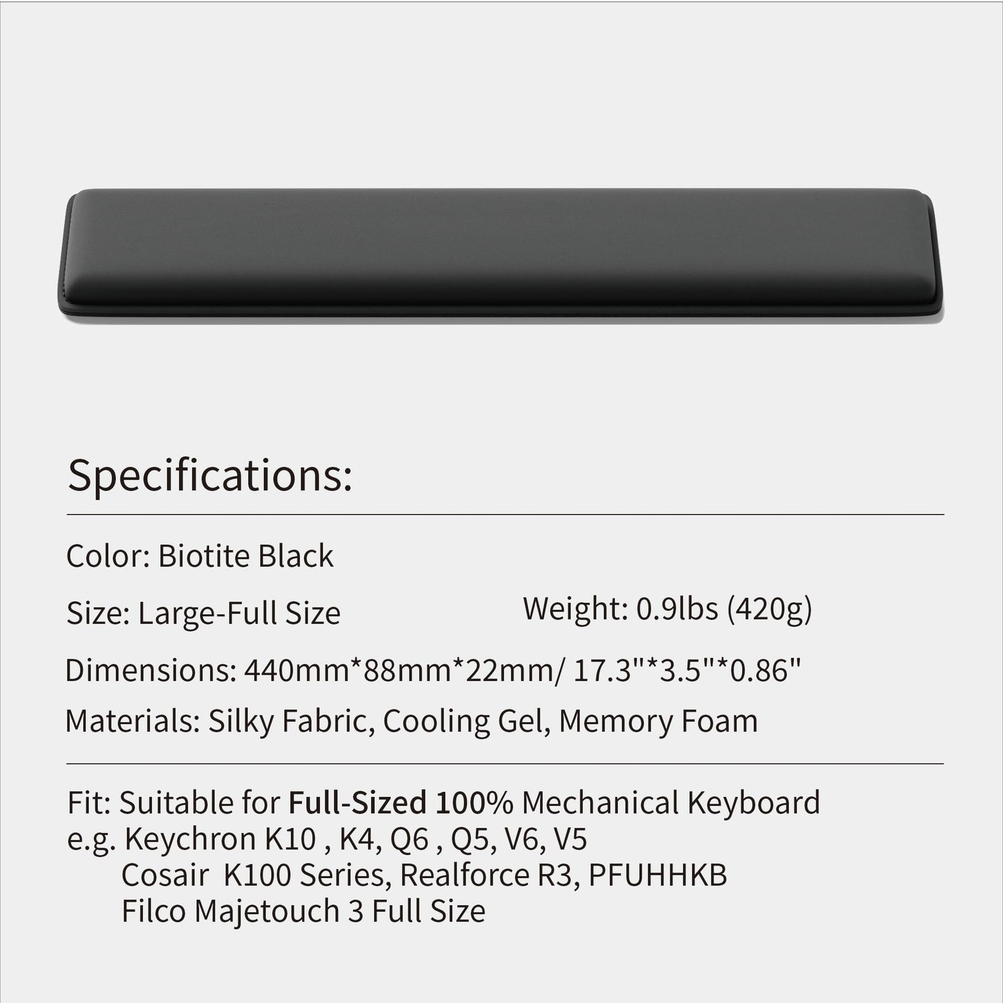 Faluber Cooling Gel Wrist Rest, 17.3-inch Length for Full-Sized Keyboard, Memory Foam Palm Rest with Non-Slip Footpad, Ergonomic Design, Stain Resistant, PC Accessory Gaming Gear (Large-Full Size)