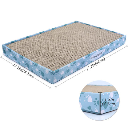 VIVAGLORY Cat Scratcher, Scratching Pads With Box, Reversible Board for Indoor Cats Kitty, Cardboard Scratcher, Catnip Included, 1 Pack, Extra Wide