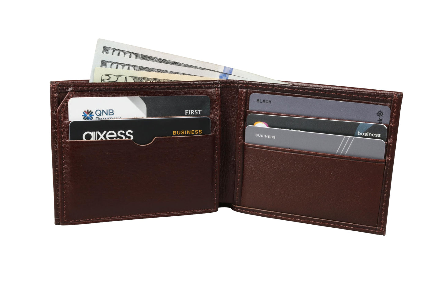 grande 1488 - Genuine Leather Bifold Classic Men Wallet with ID Window - Dark Brown