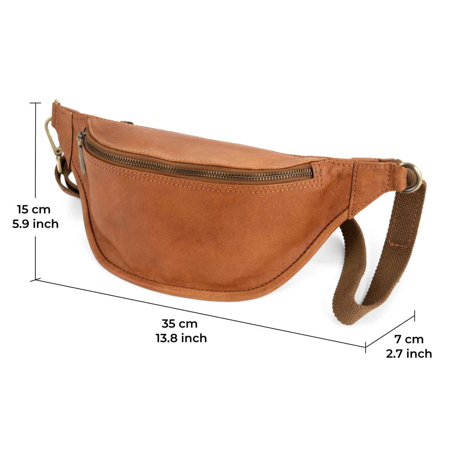 Berliner Bags Vintage Genuine Leather Fanny Pack Kai, Belt Bag, Crossbody Sling Bag for Men and Women, Gift for Dad - Brown
