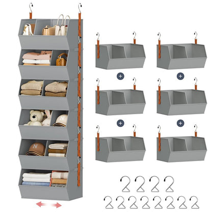 Hanging Closet Organizer Extra Large, Clothes Hanging Shelves for Closet with Divider, Collapsible Closet Storage System, Fabric Storage Bins for Home, Dorm, Rv, Sweaters, Handbags, Underwear, Sock