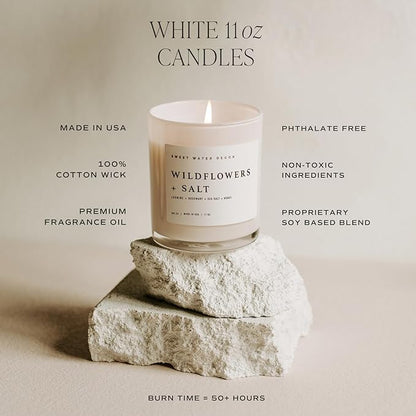 Sweet Water Decor Mango and Coconut Candle - Soy Pineapple, Mango and Orange Scented Summer Candles for Home - 11oz White Glass Jar and Wood Lid, 50+ Hour Burn Time, Made in The USA