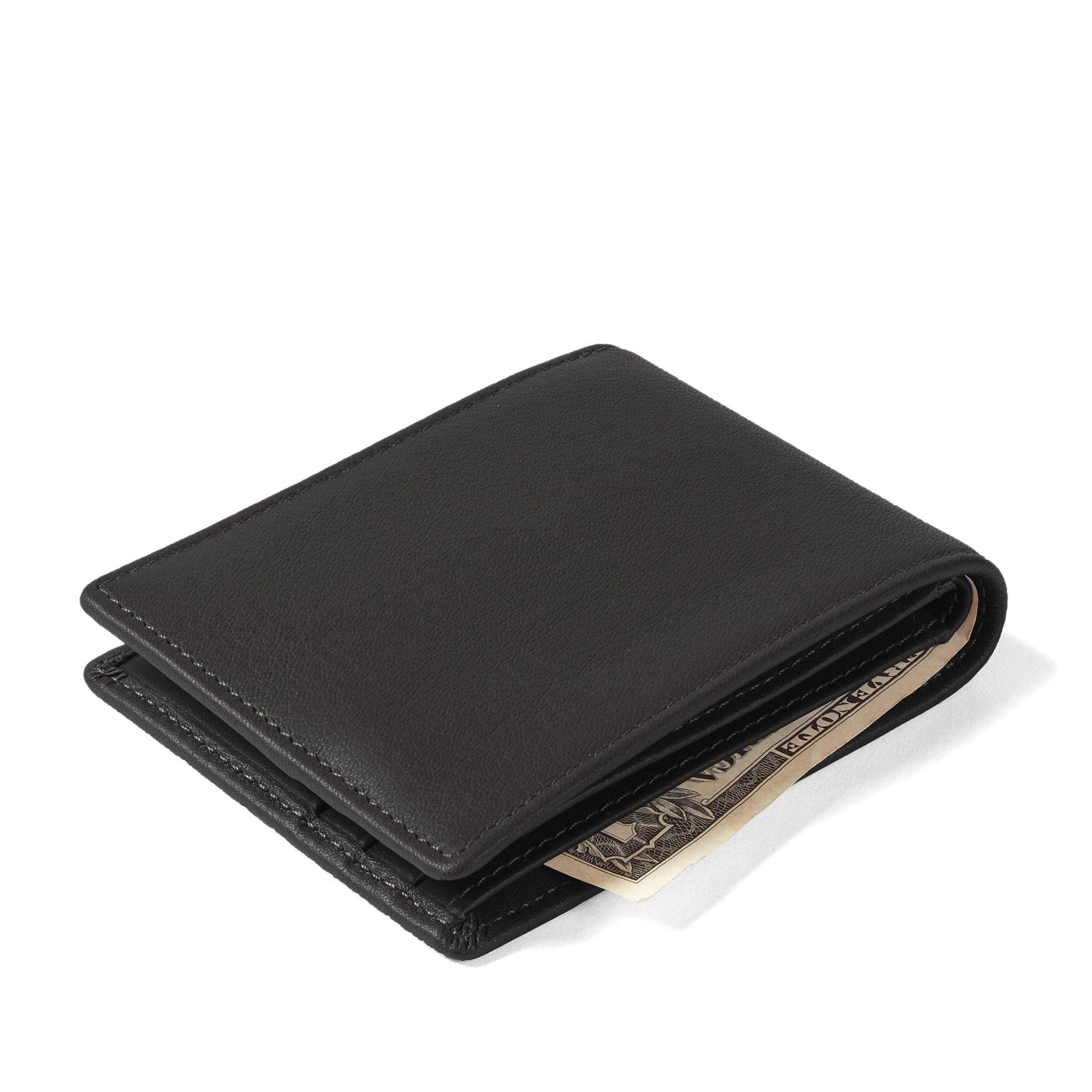 Leatherology Black Onyx Thin Bifold Wallet for Men – Slim Front Pocket Wallet with 6 Card Slots, Bill Compartment & 2 Interior Pockets – Minimalist Leather Wallet
