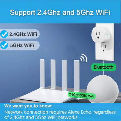 YNF Smart Plug, Simple Setup with One Voice Command, Works with Alexa Only, Remote Control with Timer Function, Bluetooth Mesh Outlet, Alexa Echo Required （2 Pack）