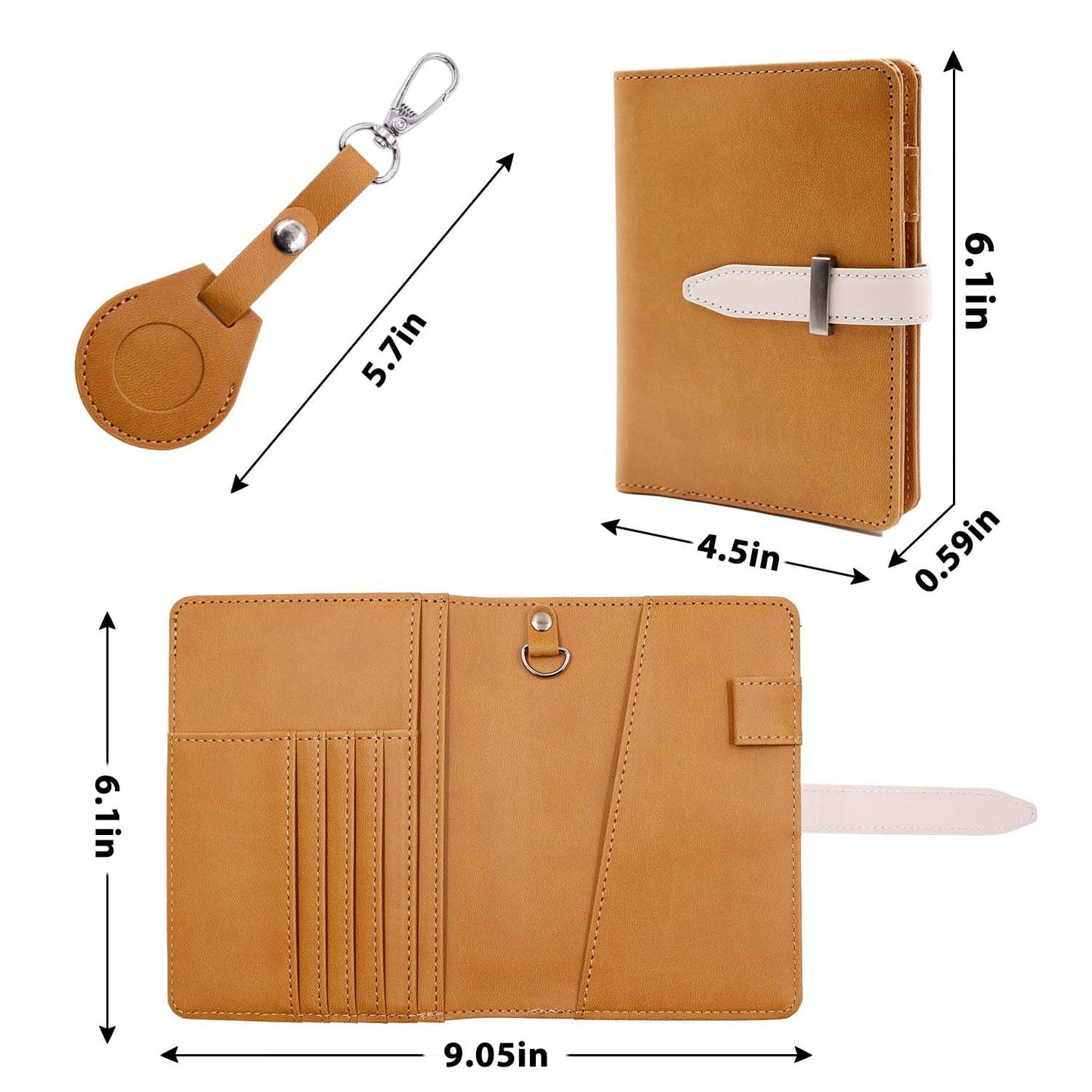 Deziliao Passport wallets, Mulit-purpose RFID Blocking Passport Holder AirTag Wallet, Travel Wallet Cover Case（Brown）