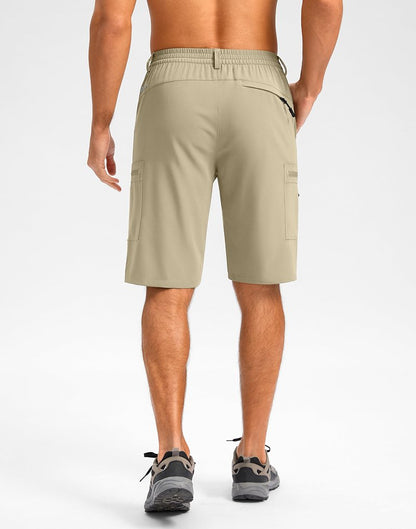 Pudolla Men's Hiking Shorts 11" Lightweight Cargo Work Shorts for Men Summer Travel Golf Casual Outdoor with 5 Pockets(Khaki XX-Large)
