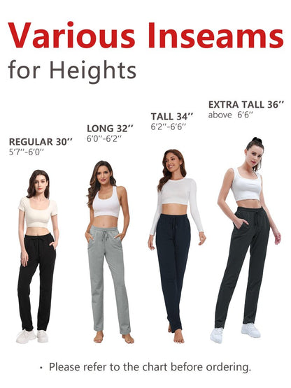 SEVEGO Women's Sweatpants Tall Cotton Yoga Lounge Casual Open Bottom Soft Workout Zipper Pocket Joggers,36",Light Grey,XXL