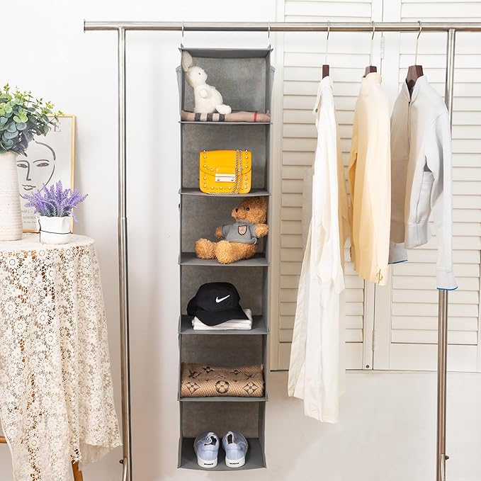 6 Shelves Hanging Closet Organizer, 2 Pack Hanging Storage