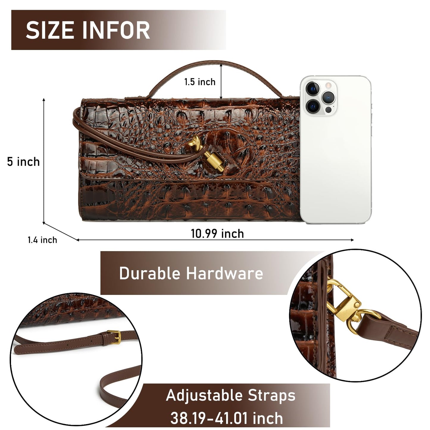 Makcr Joacbv Trendy Women Crocodile Evening Clutch Purse Crossbody Shoulder Handbag Cute Vegan Leather Satchels