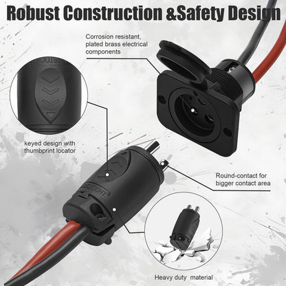 Moestoont 70A Trolling Motor Plug for 2 or 3 Wire 12-48V Systems Compatible with Minn Kota Marine Boat, Watertight Heavy Duty Electrical Power Connector Black
