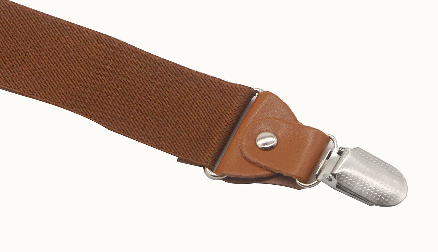 Cedrainy Adjustable Elastic Suspenders for Men's and Women's with X Back Suspenders for Casual & Formal (Camel)