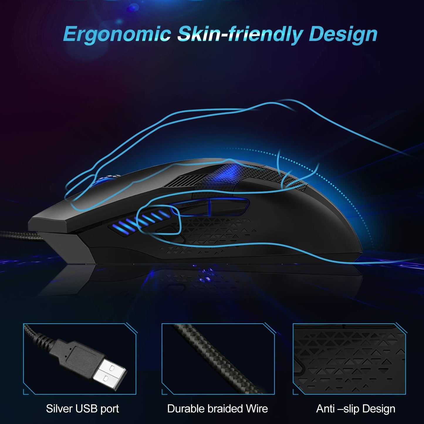 TECKNET Wireless Mouse-USB Ergonomic Optical Cordless Mouse with 8 Buttons,24-Month Battery Life,High-Precision 5 Adjustable DPI for PC/Mac/Laptop