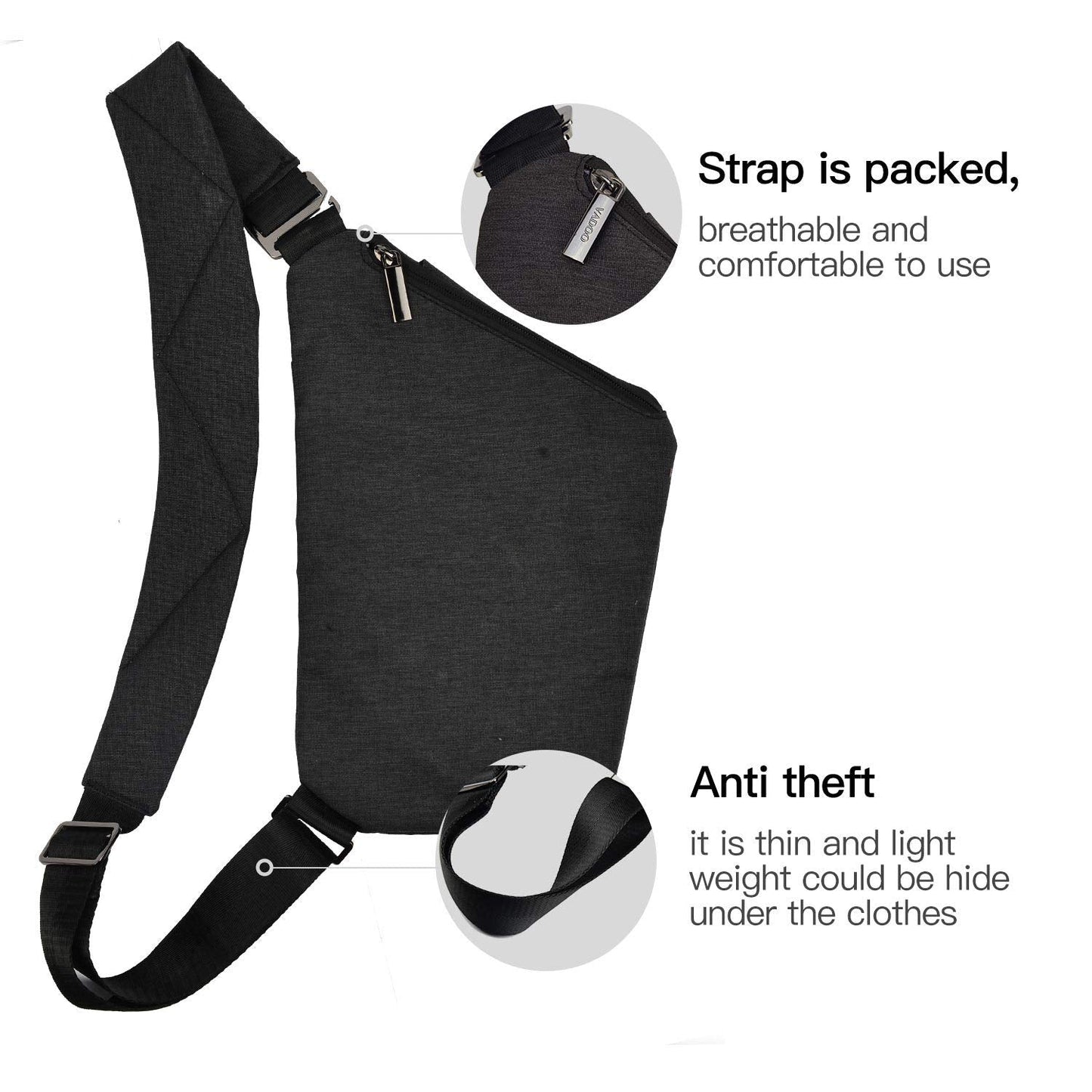 VADOO Sling Bag - Anti-theft Crossbody Shoulder Bag for Men and Women