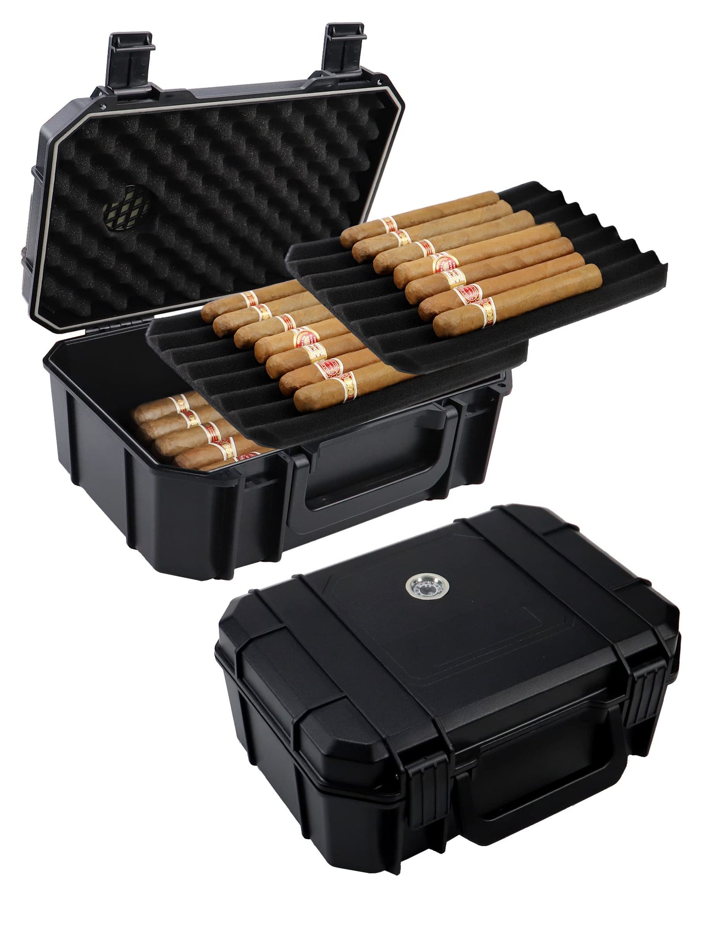 Tnqhuq Travel Humidor for Cigars Cigar Holder Case Portable Humidors for Cigars Travel Cigar Carrying Case for Men & Women (Holds Up To 21 Cigars)