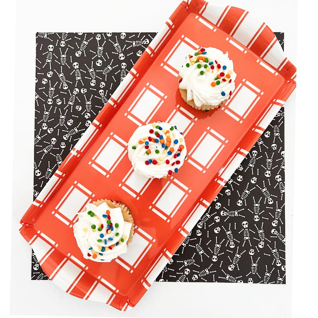 Sprinkles & Confetti Orange Plaid Melamine Serving Tray with Handles, Vibrant Seasonal Platter - Lightweight Shatter-Resistant, BPA-Free - Serving Tray for Holidays, Appetizers & Parties