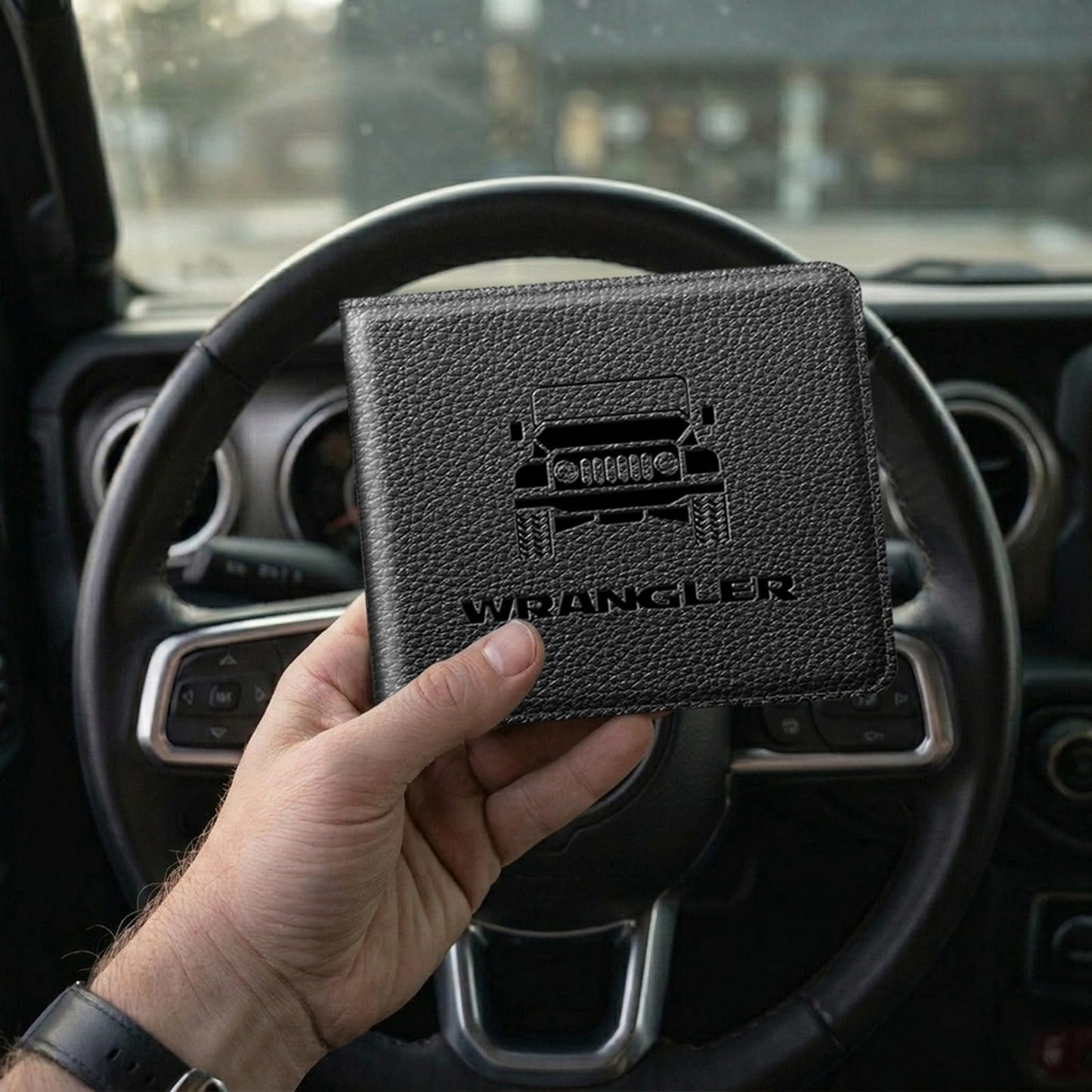 ATBUSTERA Car Registration and Insurance Card Holder for Wrangler JL JLU JK JKU 4XE, Premium Leather Glove Box Organizer, Vehicle Document Wallet for Wrangler Accessories 2007-2026