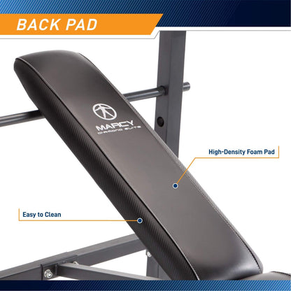 Marcy Standard Weight Bench with 80lbs to 100 lbs Vinyl-Coated Weight Set for Strength Training, Weight Lifting for Personal Home Gym