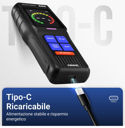 KENMIC Pinless Moisture Meter for Non-Destructive Moisture Detection in Drywall, Wood, and Masonry, Detects up to 3/4-Inch Below Surface
