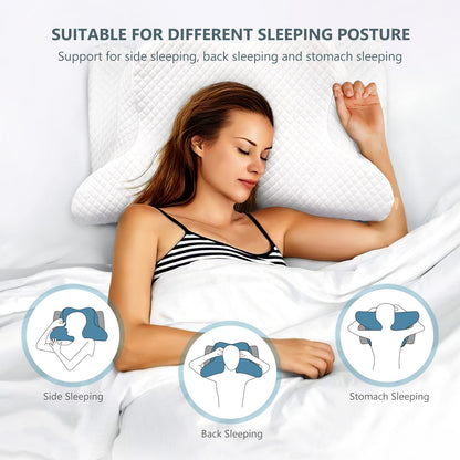 ZAMAT Adjustable Cervical Memory Foam Pillow, Odorless Neck Pillows for Pain Relief, Orthopedic Pillows for Sleeping with Cooling Pillowcase, Ergonomic Support Pillow for Stomach, Back, Side Sleeper