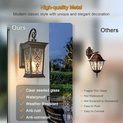 ALVIME Outdoor Wall Light Fixtures, Exterior Lighting Fixtures, Waterproof Outdoor Sconce Lights, Outside Patio Lanterns for Entryway, House Front Door, Farmhouse, Garage, E26 Base&Clear Seeded Glass