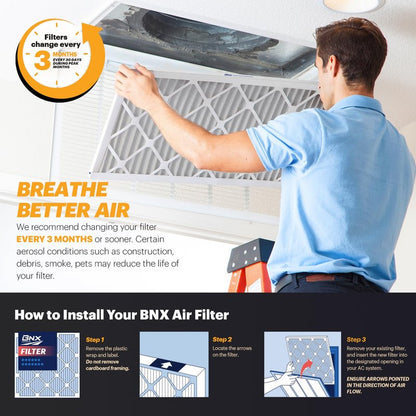 BNX TruFilter 20x22x1 Air Filter MERV 11 (4-Pack) - MADE IN USA - Allergen Defense Electrostatic Pleated Air Conditioner HVAC AC Furnace Filters for Allergies, Dust, Pet, Smoke, Allergy MPR 1200 FPR 7