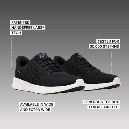 Kizik Lima 2 Slip On Shoes for Men: Comfortable All-Day for Walking, Gym, or Casual Wear, Wide Toe Box Available, Slip in & Stand Out, Hands Free - Black/Bright White M10.5