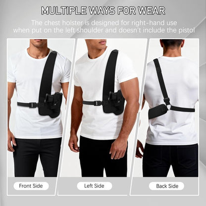 AIKATE Shoulder Holster for 9mm, Gun Shoulder Holster for Men with Magazine Pouch, Universal Chest Holster Fits Subcompact and Compact Pistols for S&W Bodyguard, M&P Shield 9mm, Glock 17, 19, 26, 43