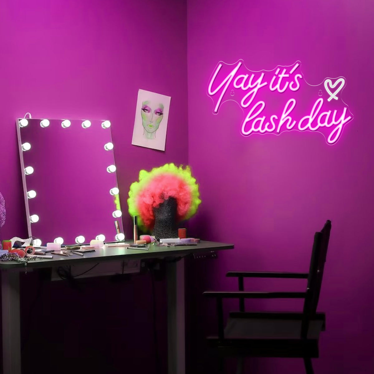 Kavaas Yay It's Lash Day Neon Sign - Lash Neon Sign for Lash Room Decor | Lash LED Light Sign for Lash Salon, Beauty Room, Nails Hair Bar - Great Gifts for Lash Techs Girls, Christmas, Birthday