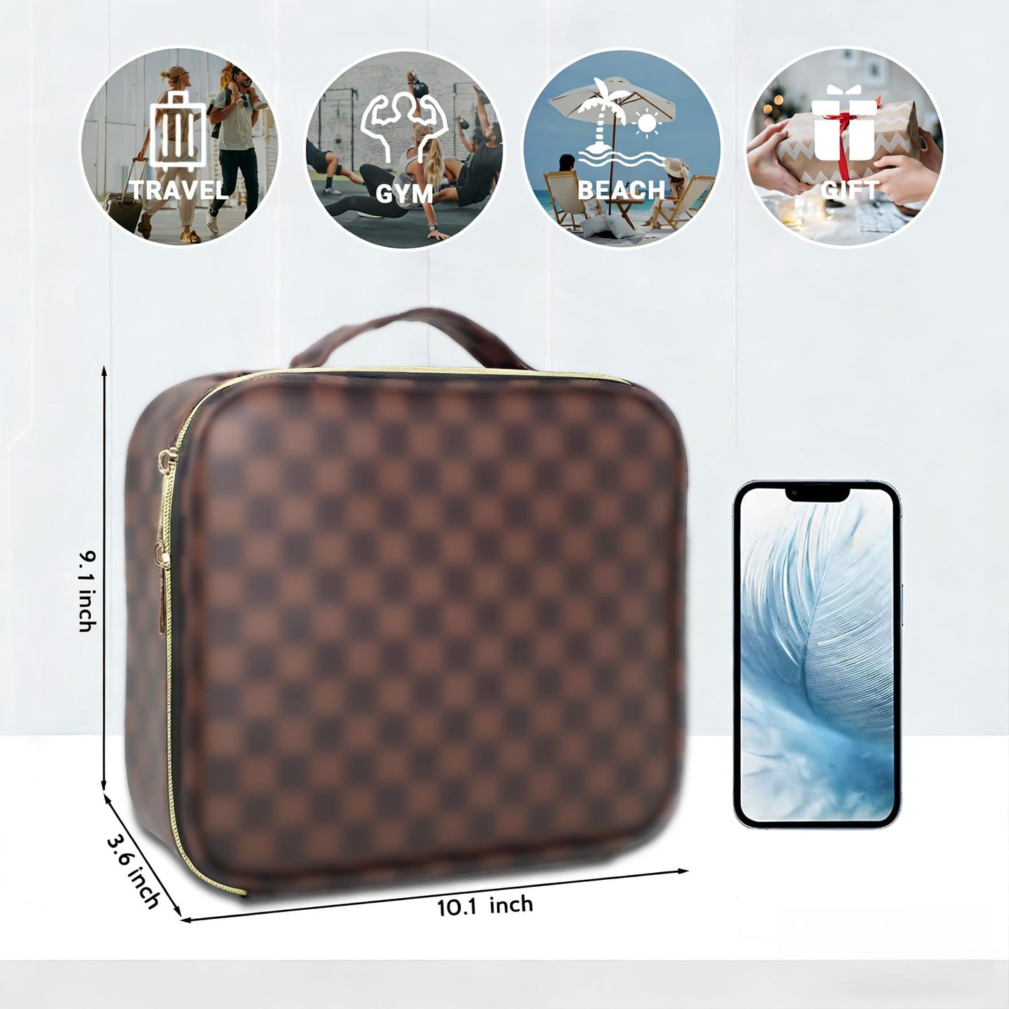 WIRIBEY Large Cosmetic Bag, Portable Makeup Bag with Adjustable Partition, Cosmetic Bags for Women Toiletry Travel Organizer Portable Make Up Bags for Christmas Birthday Gifts