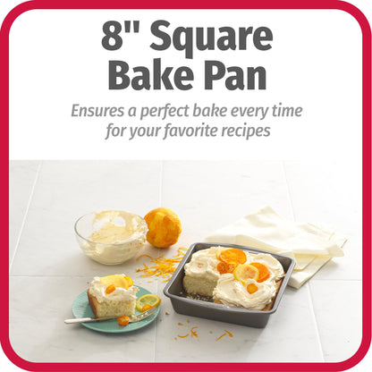 GoodCook Everyday Nonstick Steel Square Pan, 8", Gray