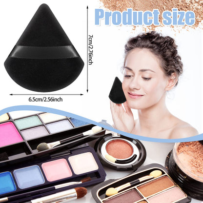 Pimoys 6 Pieces Powder Puff Face Makeup Sponge Soft Velour Triangle Powder Puffs Beauty Sponge Stocking Stuffers for Loose Powder (Black, Pink)