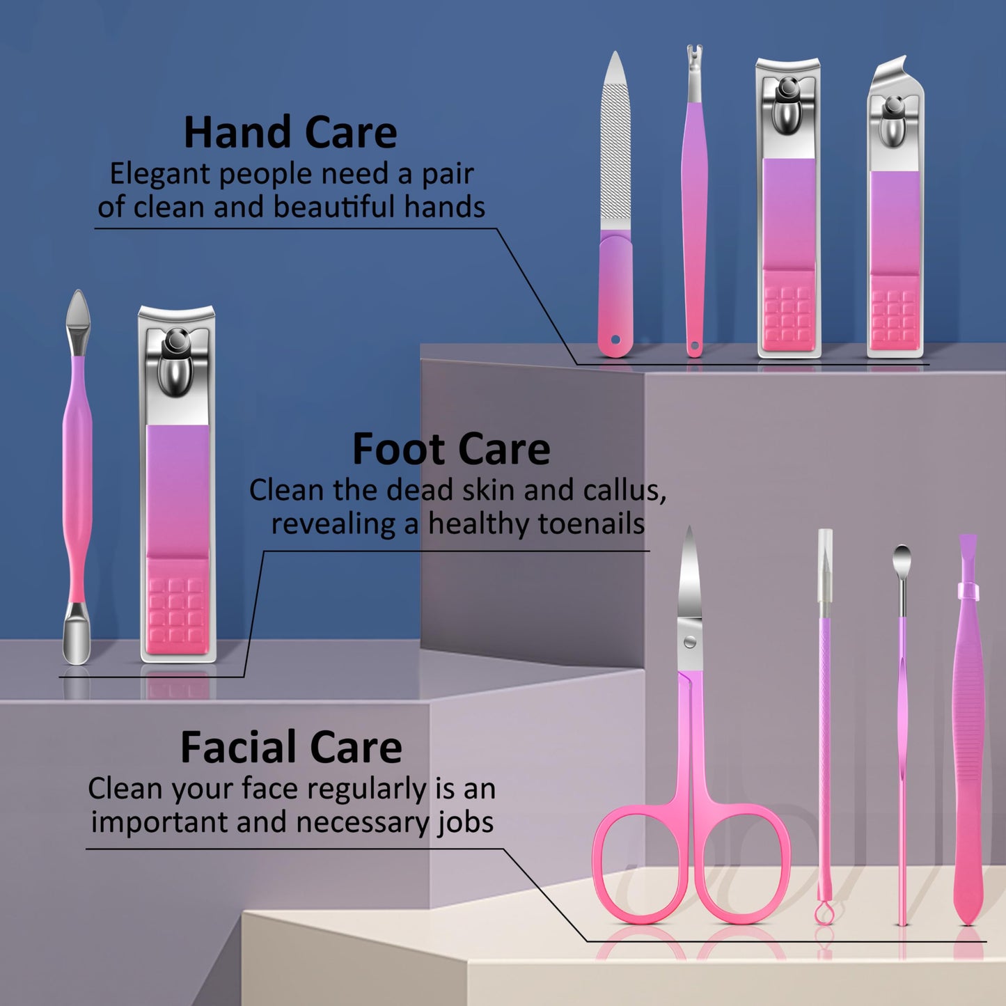BLESWIN 10-Piece Nail Care Kit, Professional Manicure Set with Green Leather Case, Ideal for Women & Men
