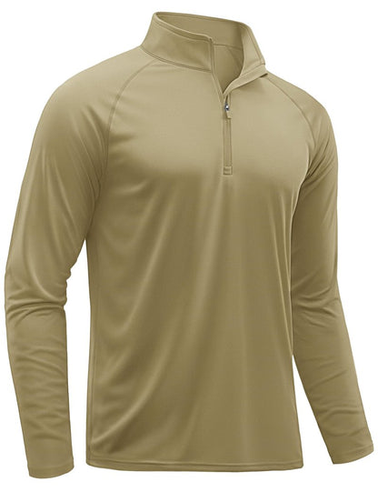TACVASEN Men's Quarter Zip Pullover Golf Shirts Sun Protection Athletic Quick Dry Fit Sports Long Sleeve Running UV Outdoor Shirts Dull Cyan