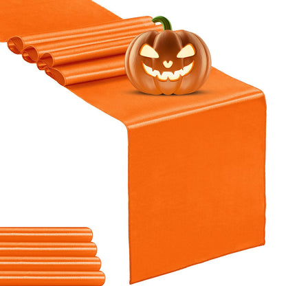 5-Pack Satin Table Runner Orange 12 x 108 inches Long, Table Runners for Wedding, Birthday Parties, Banquets Decorations（5 Pack, 12x108 Inch, Orange）